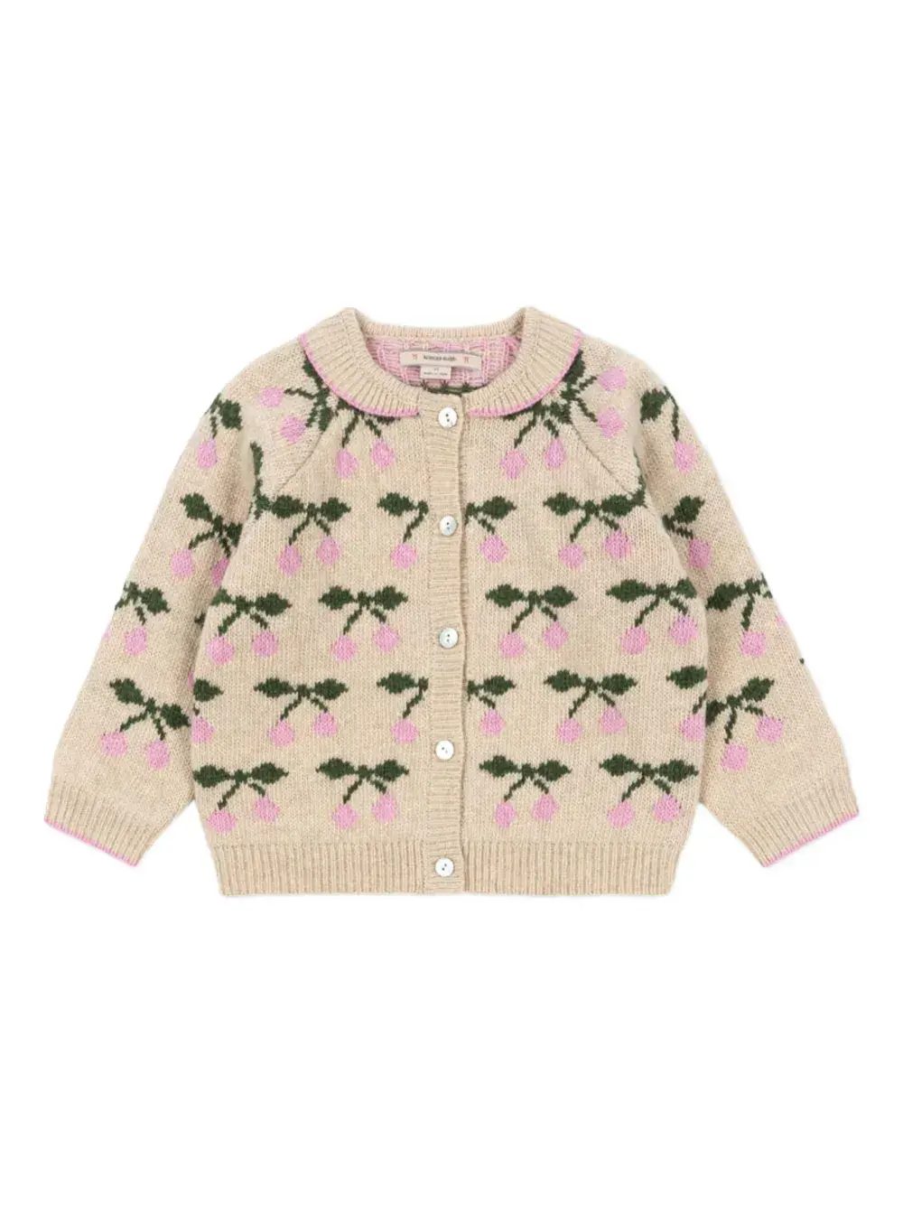 

Вязаный кардиган Belou с вишневым принтом и воротником Konges Sløjd, нейтральный