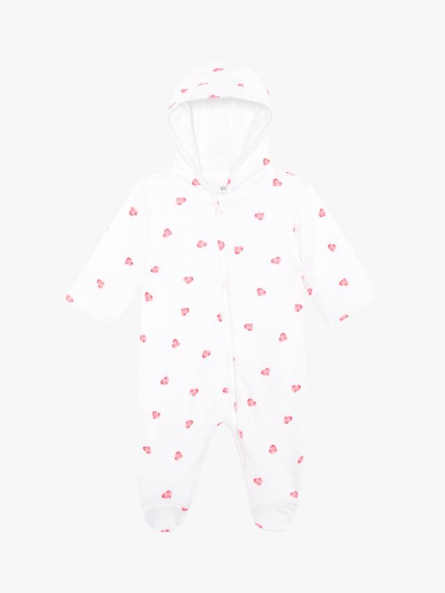 

Детский комбинезон с капюшоном и принтом в виде сердечек из хлопковой смеси Rosa & Blue, White