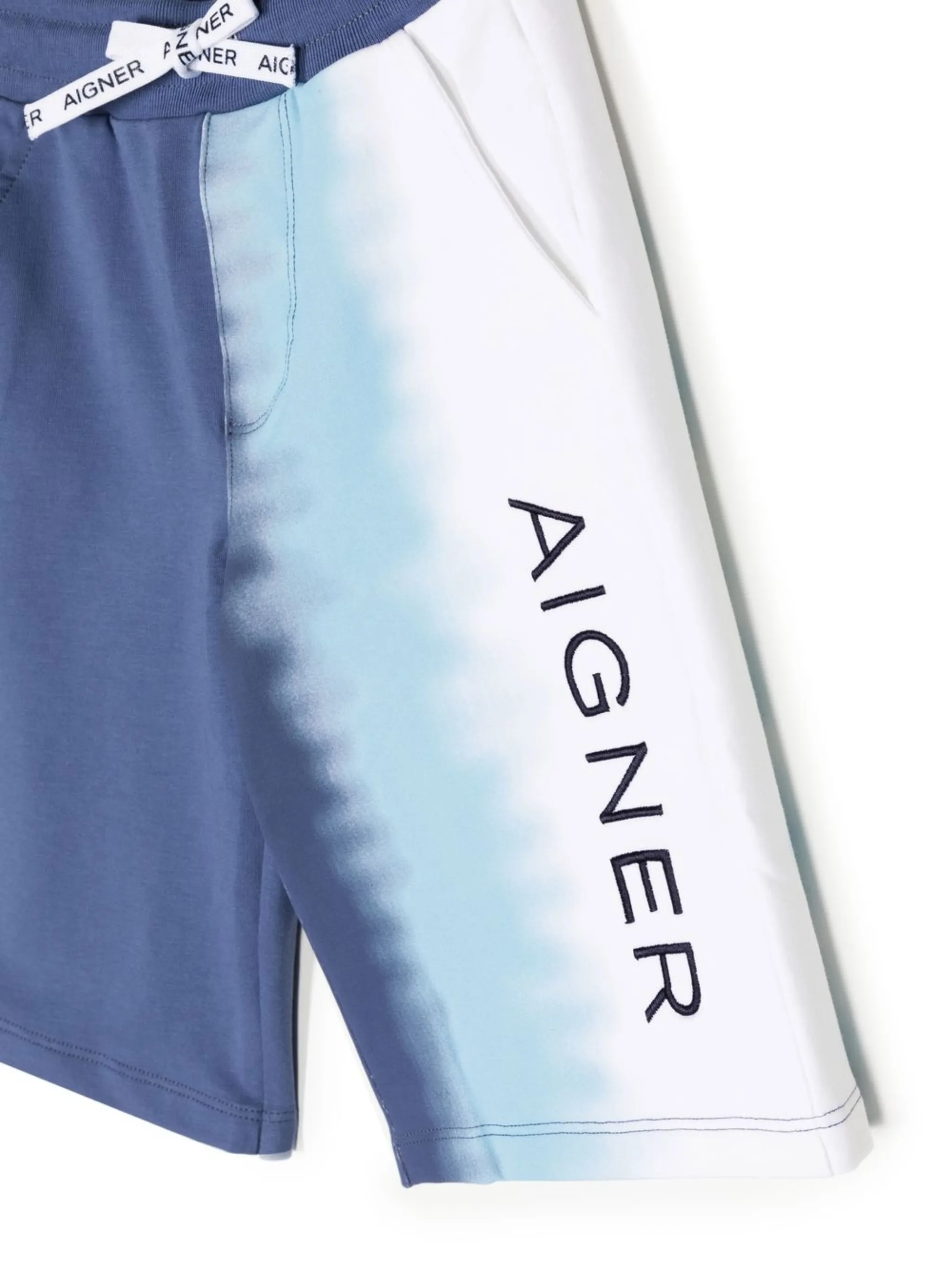 Шорты с вышитым логотипом и принтом тай-дай Aigner Kids, синий — фото 3