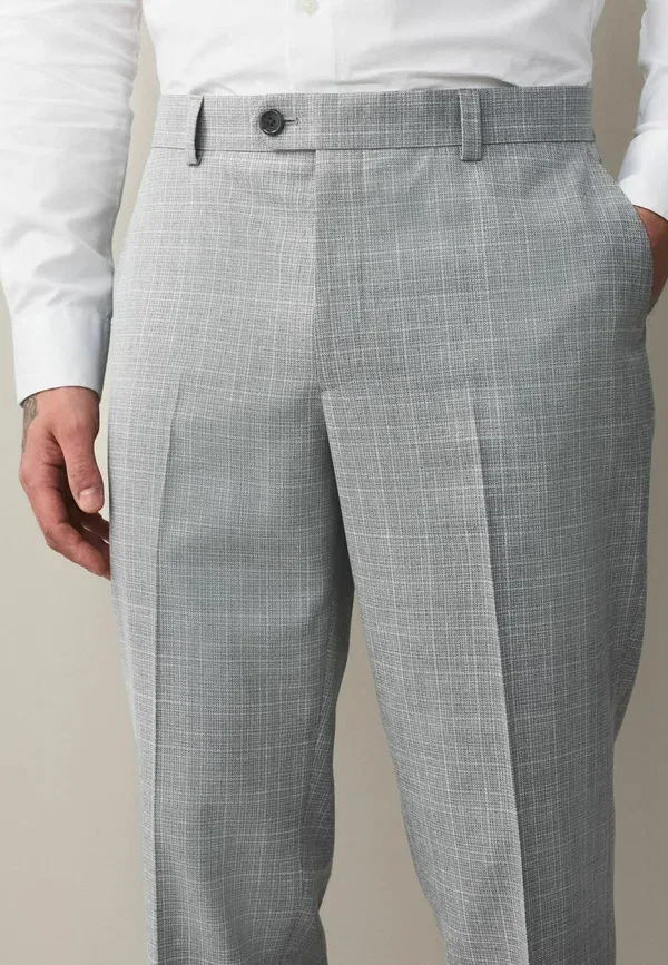 Брюки Next Regular fit textured check smart, светло-серый — фото 3