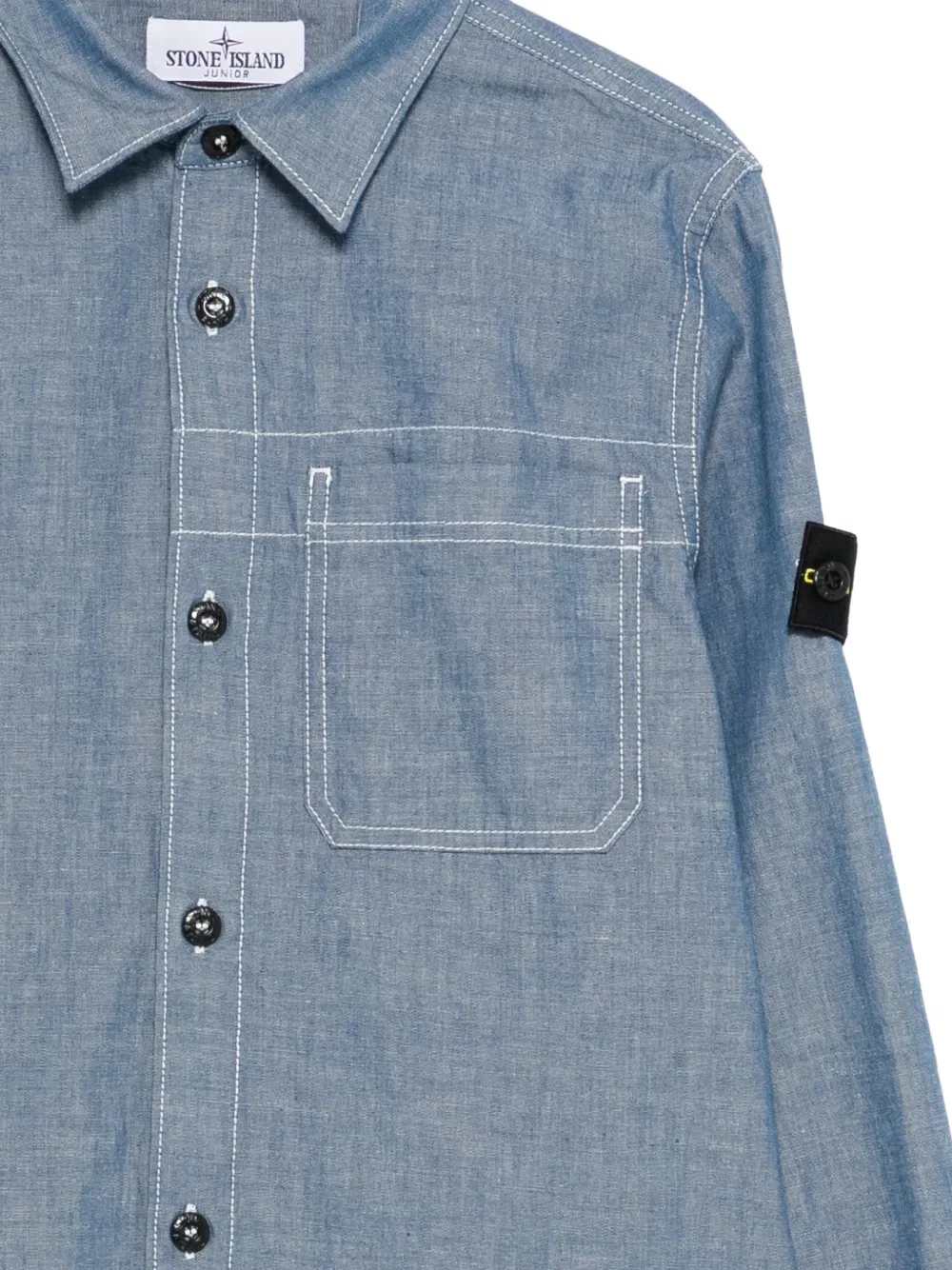 Рубашка с нагрудным карманом Stone Island Junior, синий — фото 3