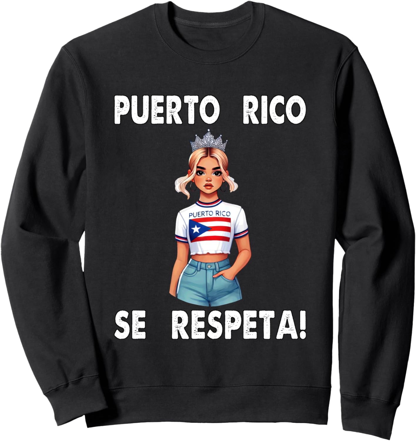 

Толстовка с флагом Puerto Rico Se Respeta Rubia Boricua и короной принцессы Puerto Rico Se Respeta Collection, More Here, черный