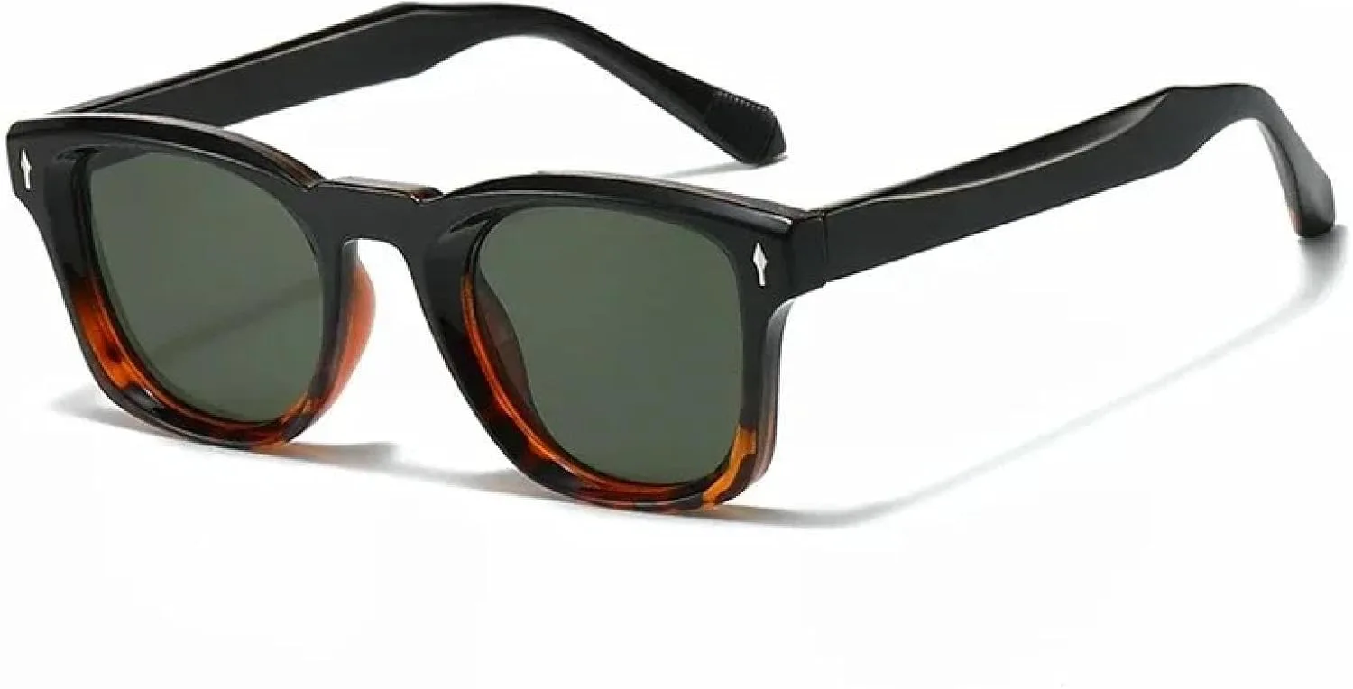 

Солнцезащитные очки в стиле ретро с заклепками для женщин и мужчин, модные, с градиентным покрытием, защита от УФ-излучения UV400 TVTBBVV, Black Leopard Green