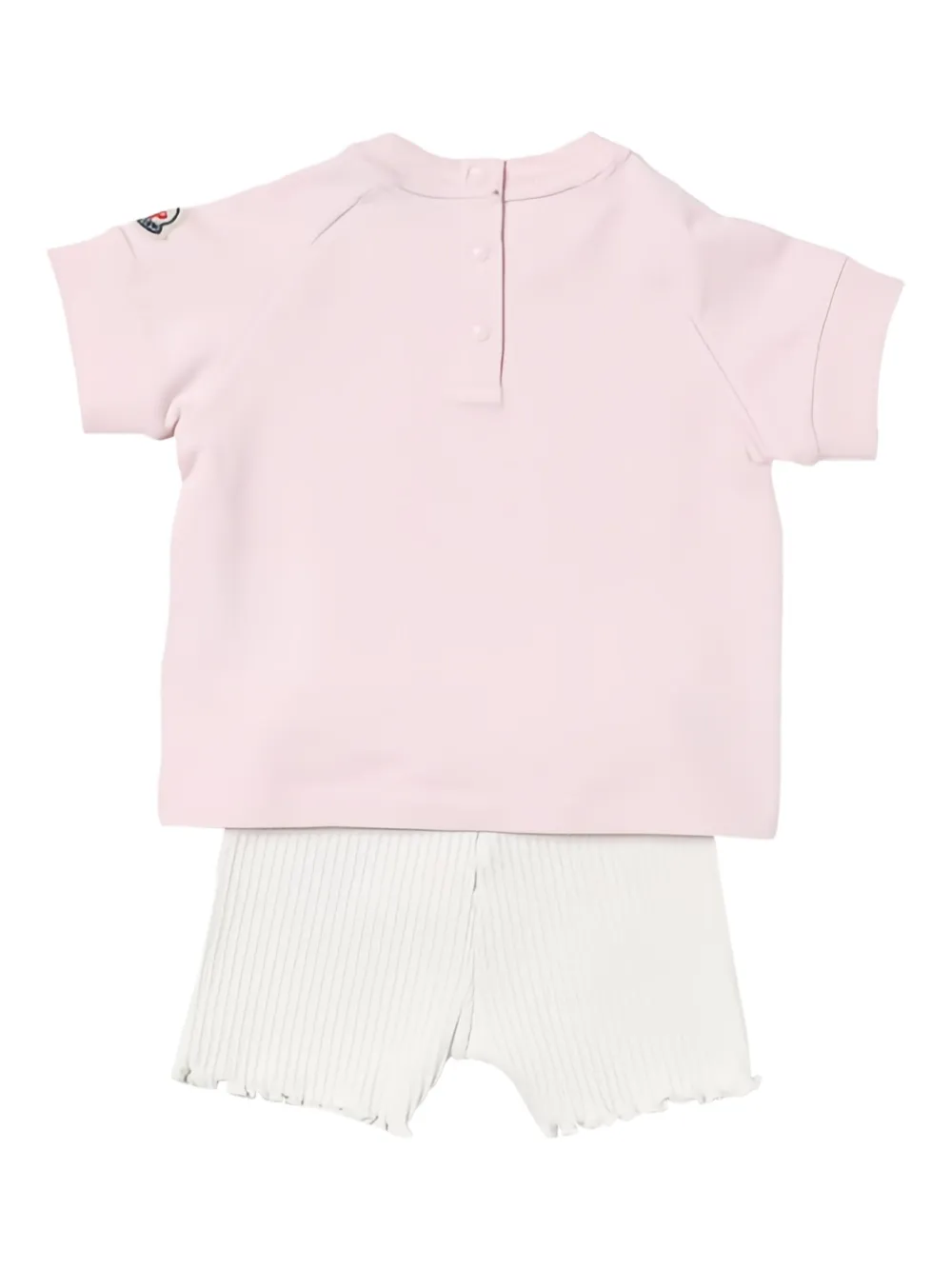 Комплект из футболки и шортов с вышитым логотипом Moncler Enfant, розовый — фото 2