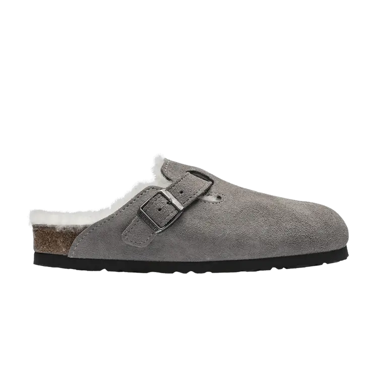 

Кроссовки Birkenstock Boston Shearling Suede Stone Coin, серый