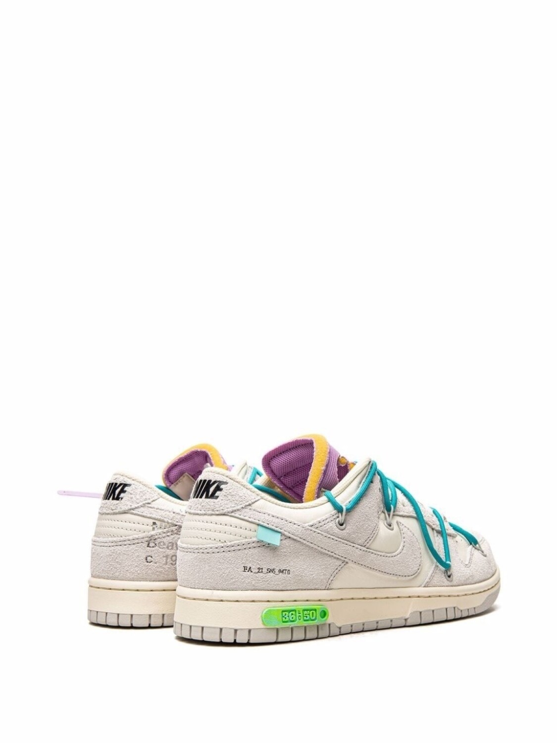 Nike кроссовки Dunk Low Lot 36 из коллаборации с Off-White, нейтральный цвет — фото 3