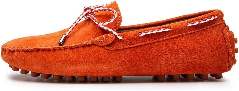Мокасины замшевые мужские Driving Loafers, оранжевый SayfuR — фото 3
