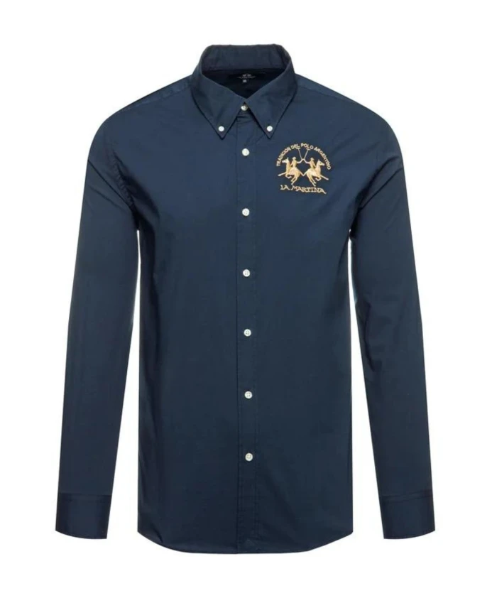 

Эластичная хлопковая рубашка стандартного кроя La Martina, синий