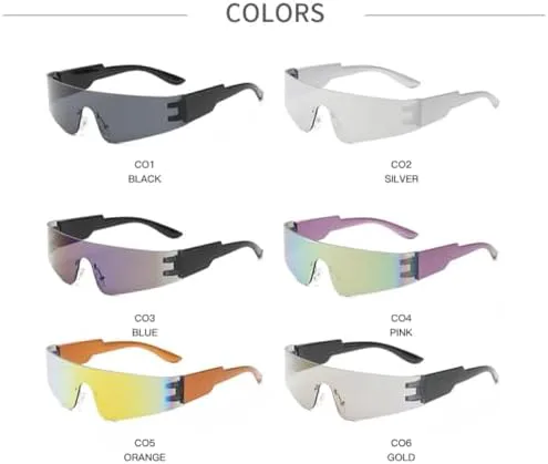 

Солнцезащитные очки без оправы 2026 года для женщин, ретро-очки, зеркальные очки в стиле панк, винтажные очки для вечеринки в стиле стимпанк MTZJH, Black