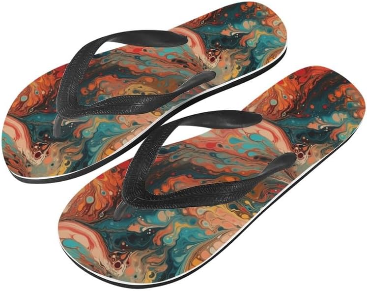 

Сандалии Semiouray Women Galaxy Flip Flop, шлепанцы с рисунком черепа животного и бабочки, удобная обувь для отеля и путешествий, Abstract Art Painting