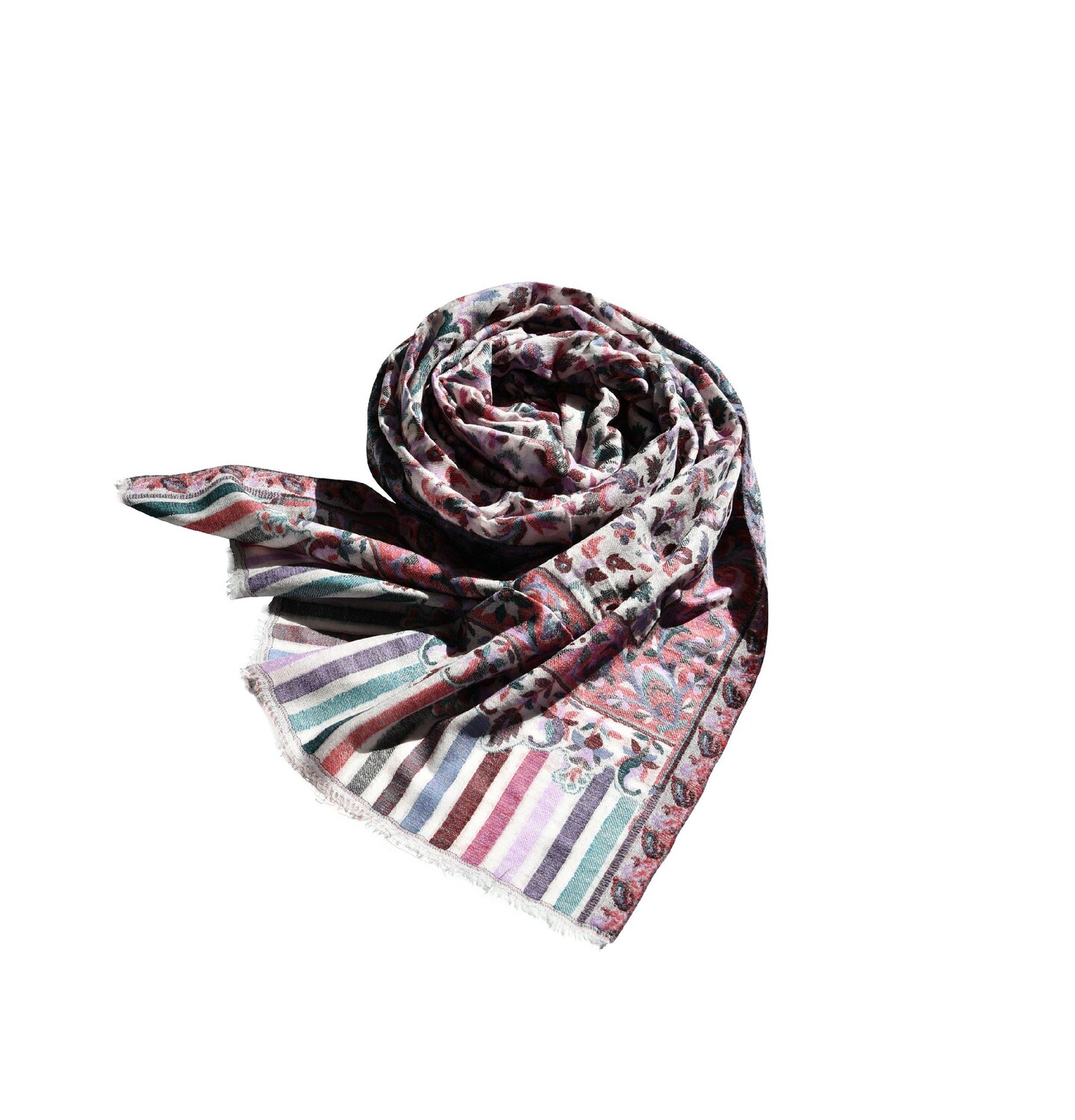 

Шарф Kani Шарф с элегантным цветочным узором, (цельный предмет), тканый узор, без принта Blue Chilli, белый