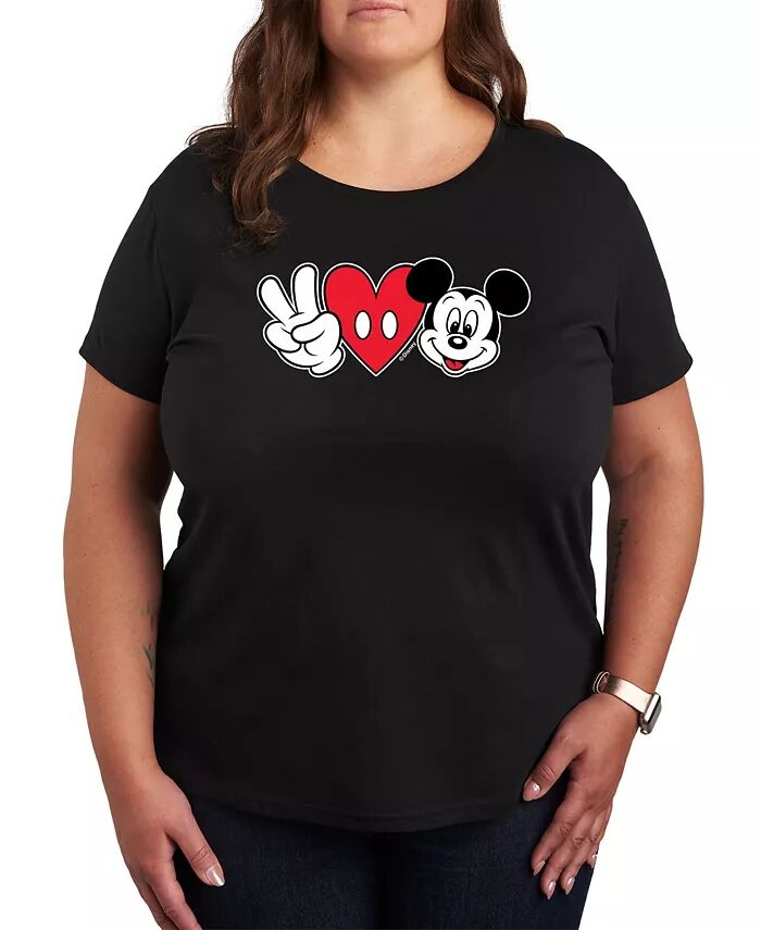 

Модная футболка с рисунком Peace love Mickey размера плюс Hybrid Apparel, черный