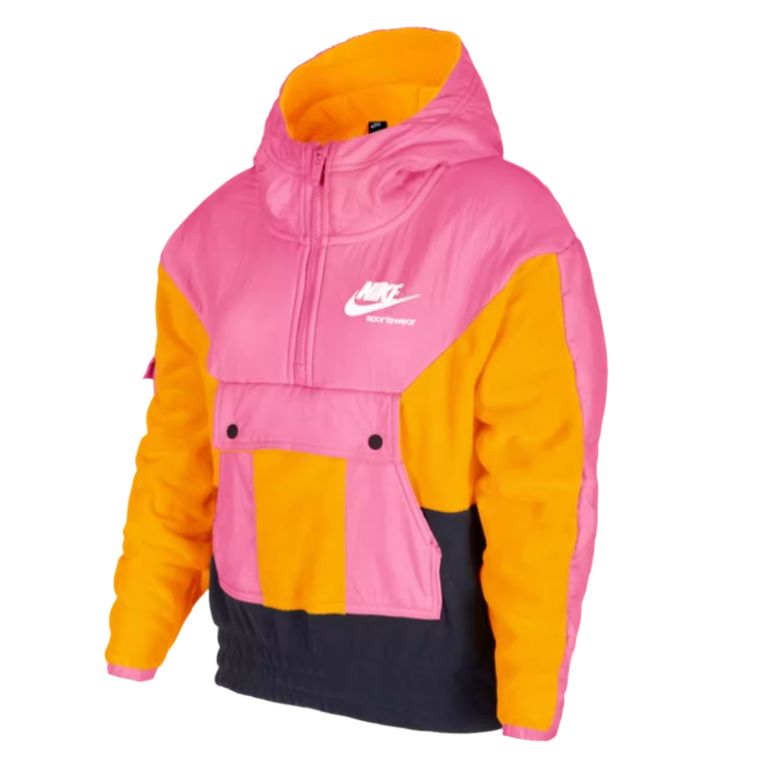Nike Свитшот Sportswear Heritage Subdued Purple Pink/University Gold/Obsidian Color/White для подростков — фото 2