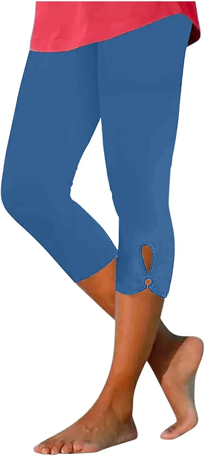 Леггинсы капри, высокие, Active Pants, синий