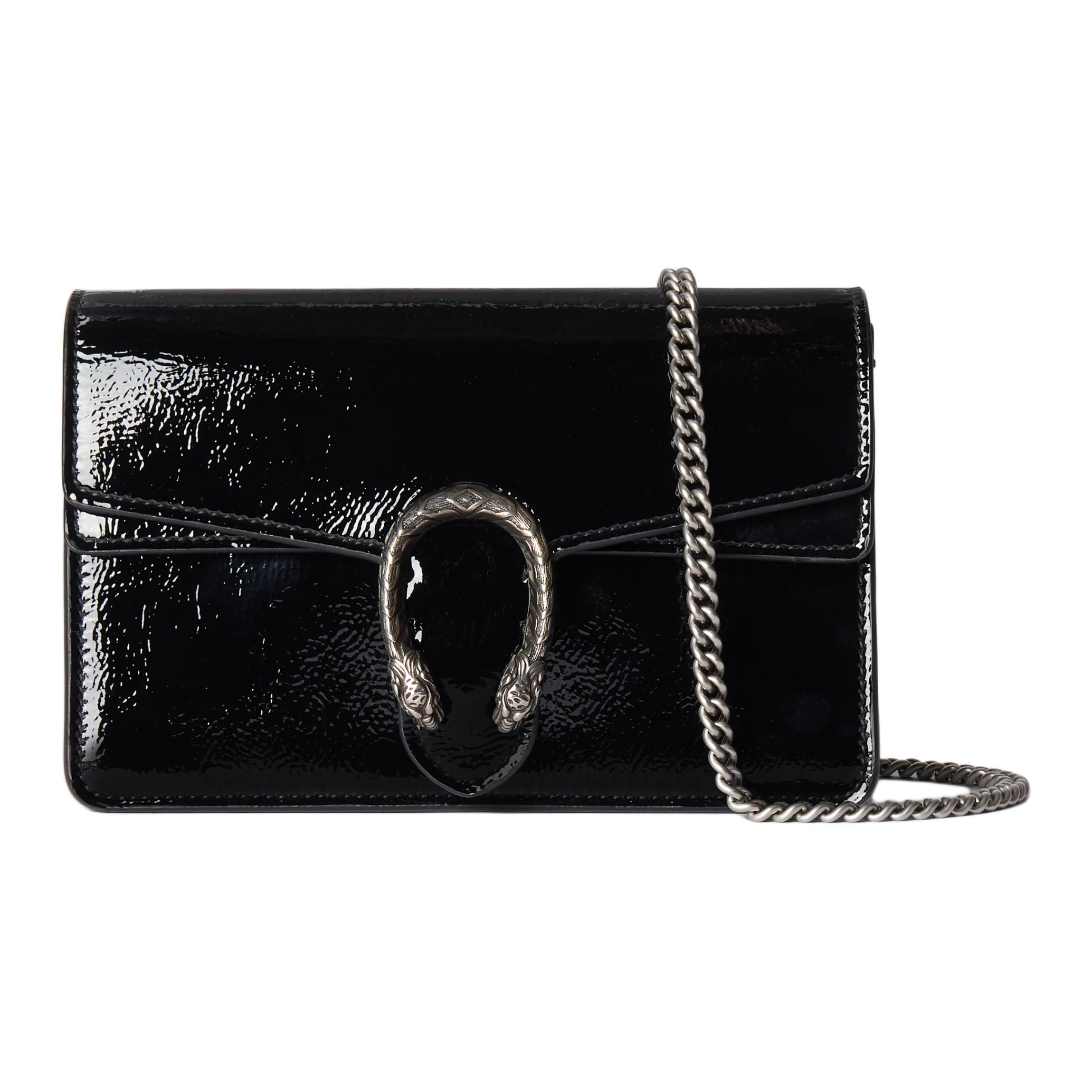 

GUCCI Кожаная сумочка Дионис через плечо черная миниатюрная