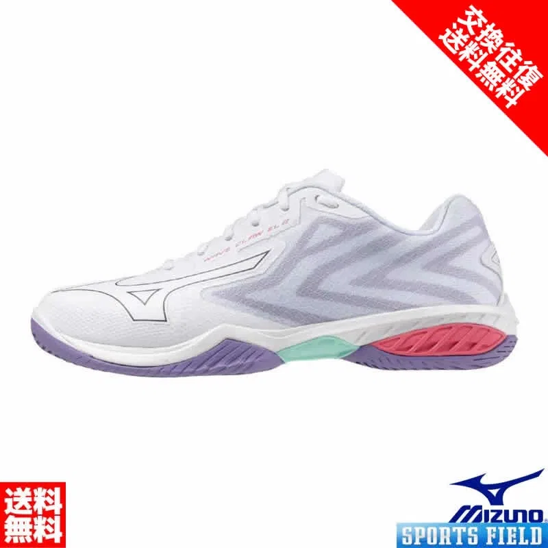 Кроссовки для бадминтона «Wave Claw EL2 FIT» от Mizuno, 68 White X Purple X Pink