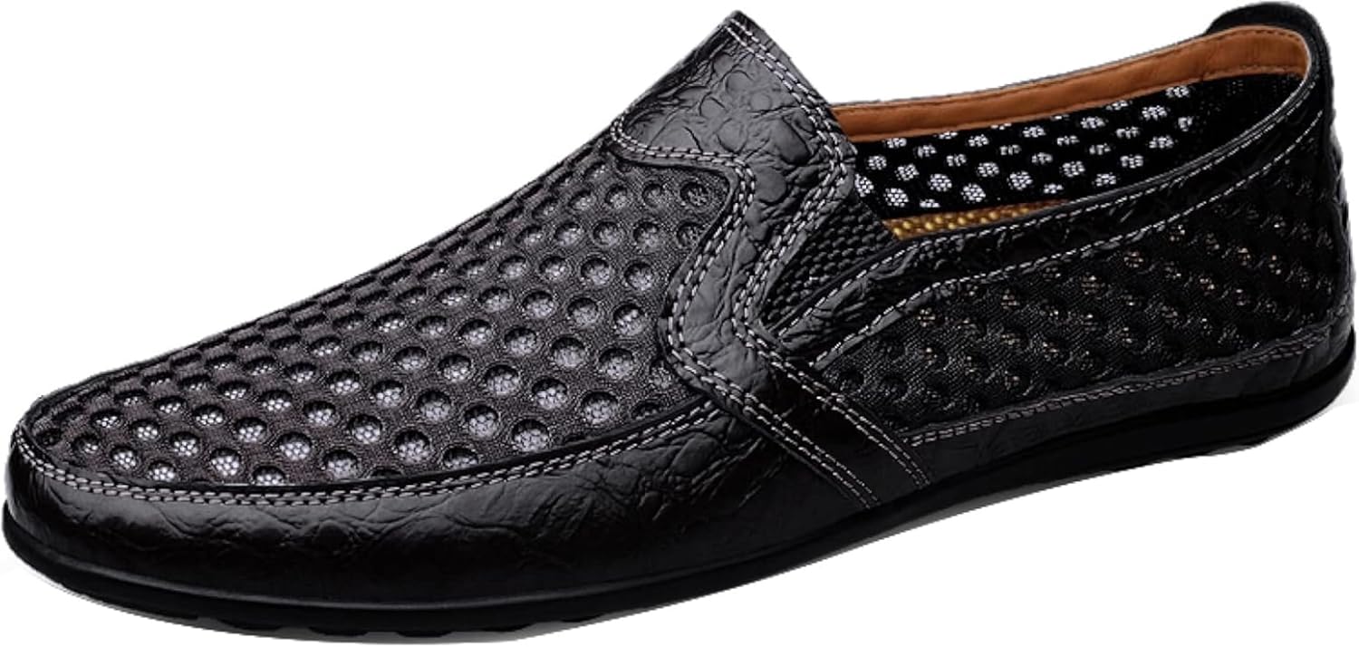 

Мужские мокасины OXCOWNIU с сеткой и вырезами на скользящих вставках для вождения, удобные плоские туфли, формальная обувь, черный