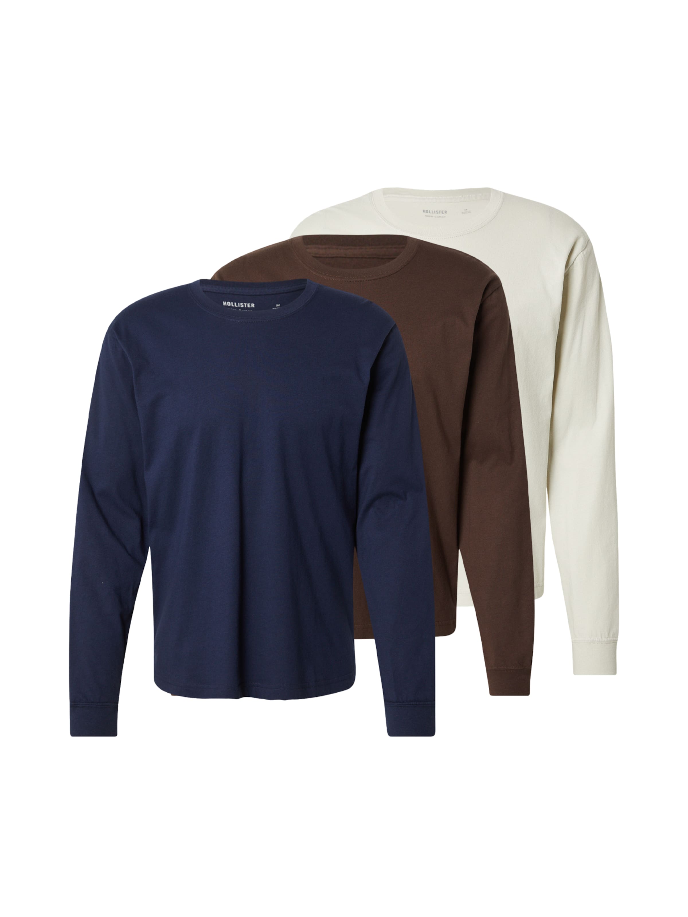 

HOLLISTER Лонгслив в цветах Navy, Brown, White