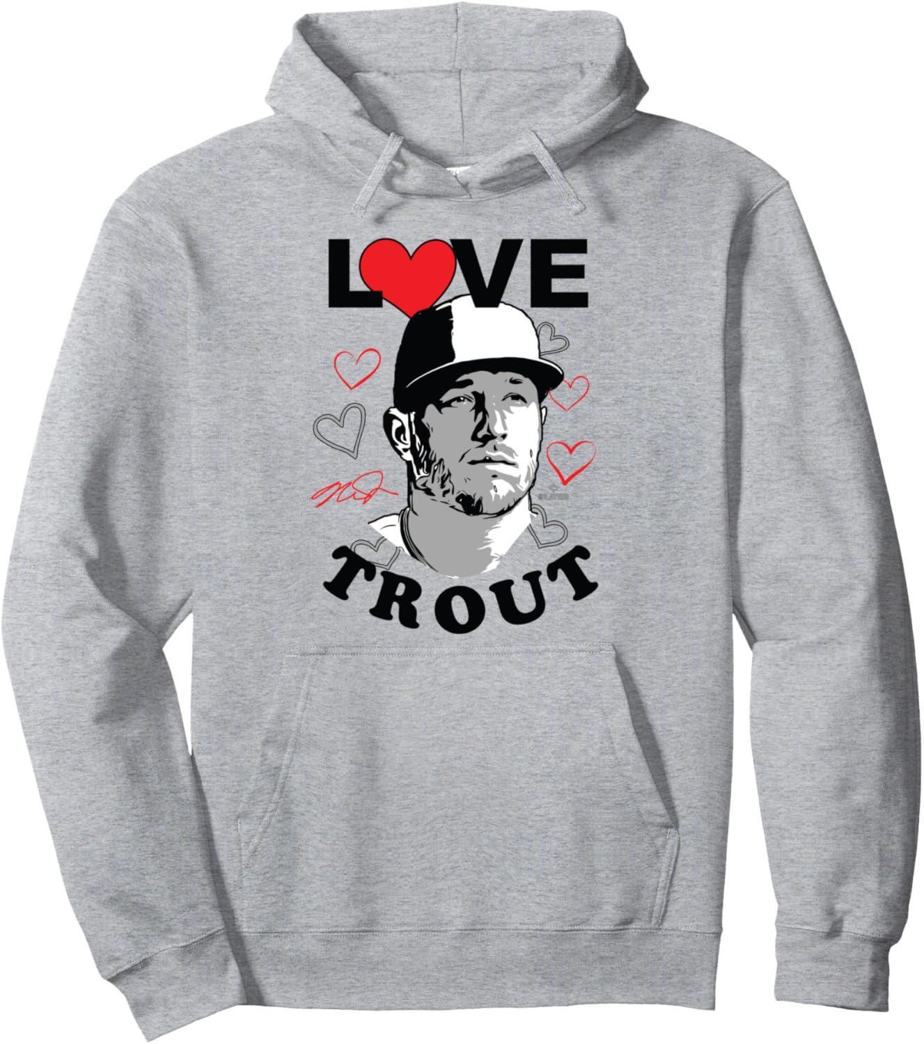 

Толстовка Love Mike Trout Valentine Los Angeles Baseball MLBPA Ryno Sports, серый