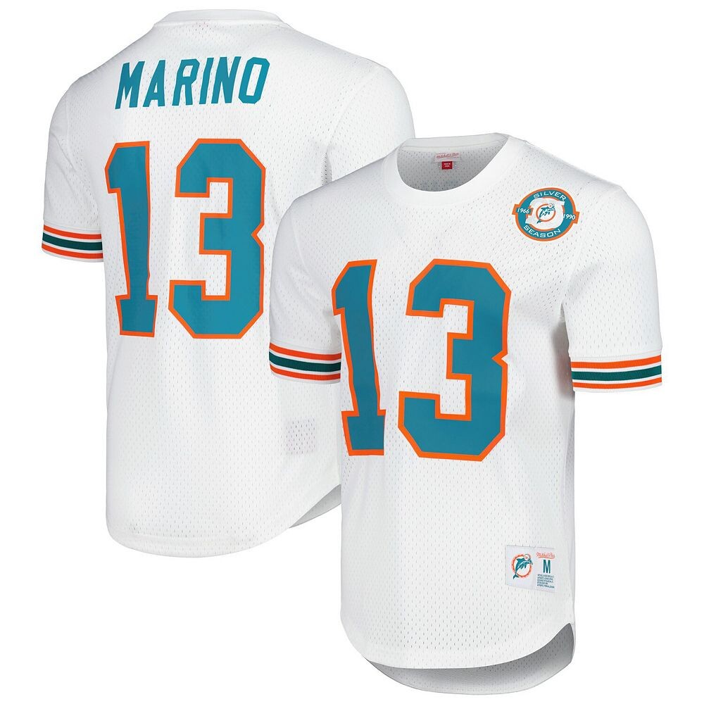 

Мужская футболка Mitchell & Ness Dan Marino White Miami Dolphins с именем и номером игрока в отставке, цвет Dol White