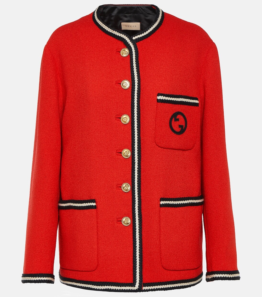 

Твидовый жакет с вышивкой gg Gucci, красный