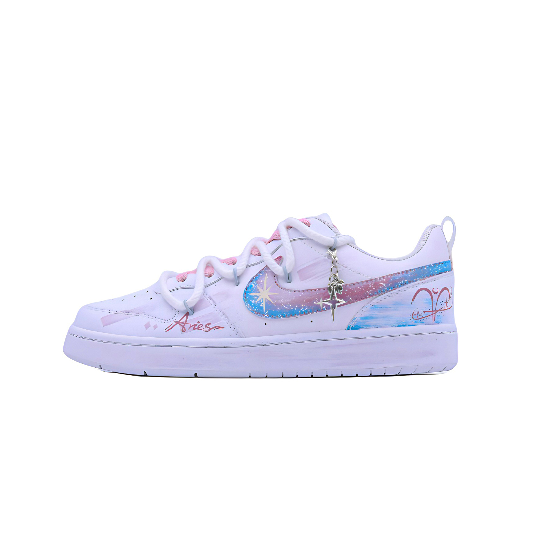 Детские кроссовки для скейтбординга Court Borough Low 2 для подростков Nike, розовый/голубой/белый — фото 2