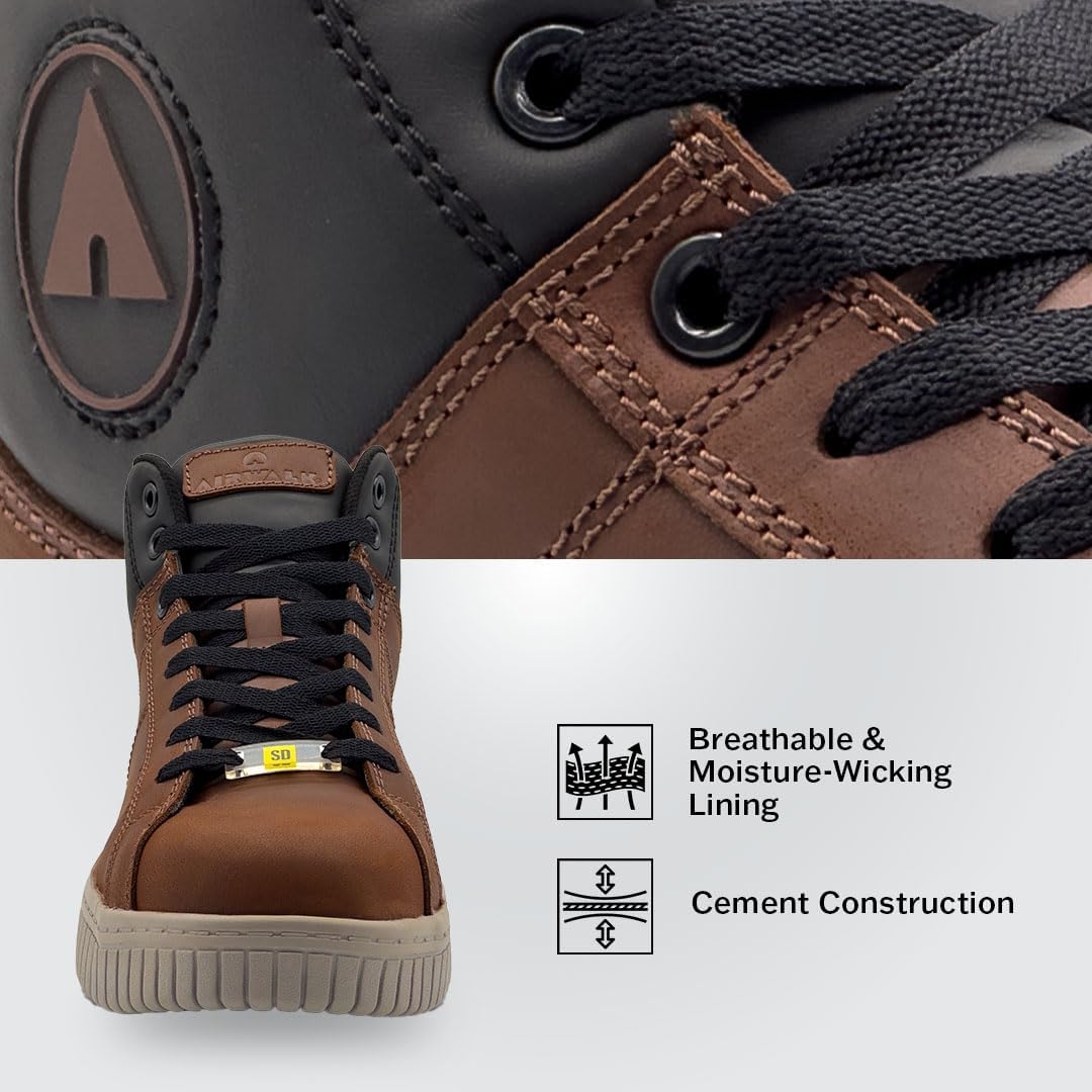 Мужские кроссовки Airwalk Deuce с композитным носком - легкие защитные обувь - противоскользящие, устойчивые к электрическим опасностям, коричневый/бежевый — фото 2