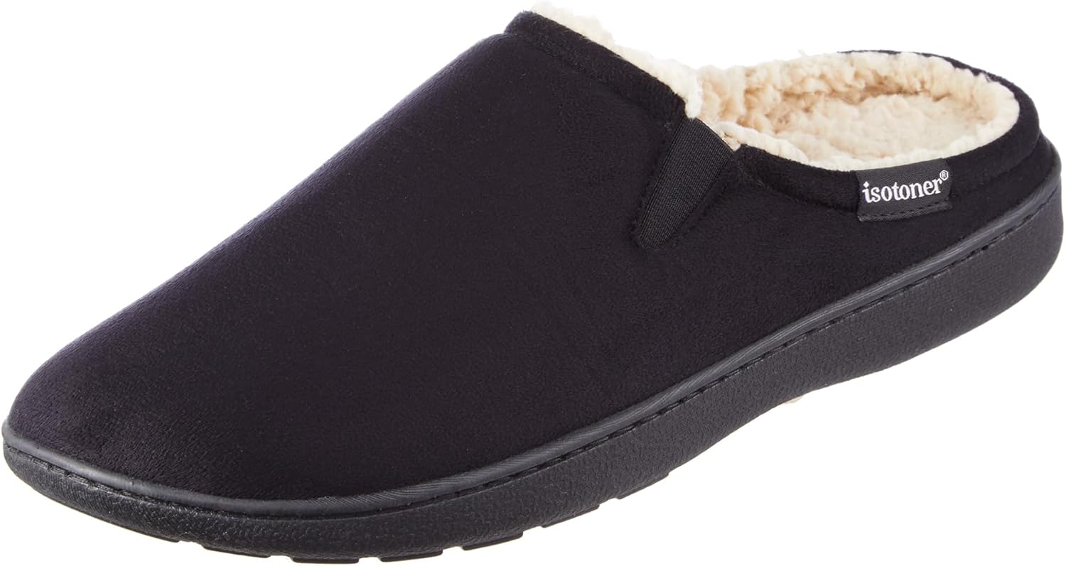

Мужские тапочки Isotoner Indoor/Outdoor Vincent из микрозамши с мемори-фоамом, черный
