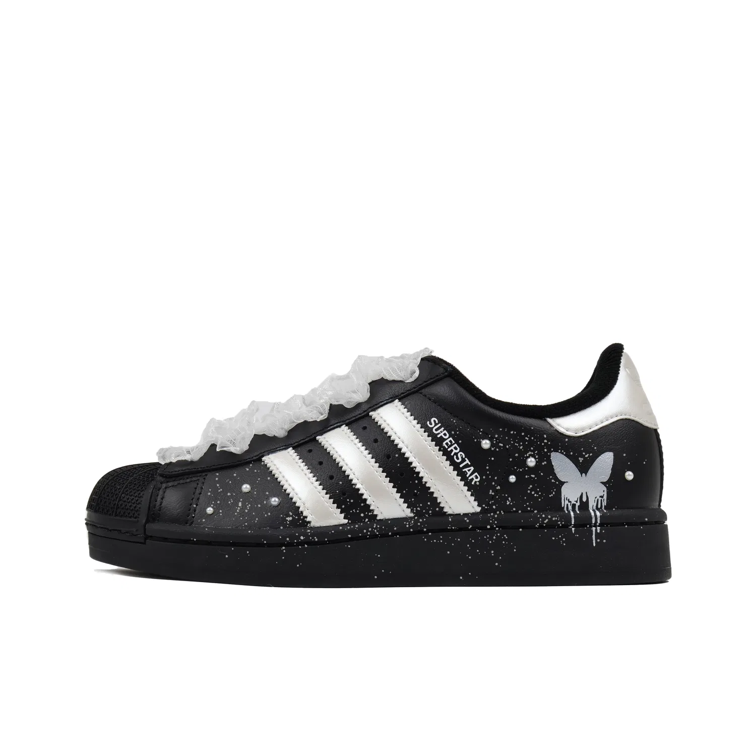 Кроссовки Superstar 2 Moon And Butterfly из кожи, с амортизацией, защитой от ударов, износостойкие, низкий верх Adidas Originals, Black White