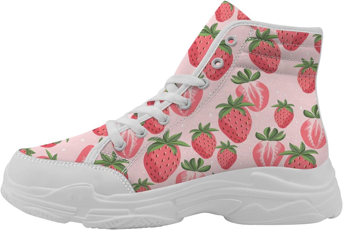 

Женские высокие кеды на шнуровке Strawberry из ткани, подарок для нее Quorax, белый