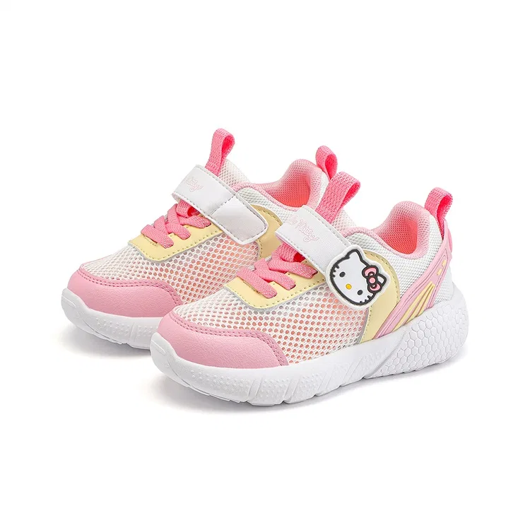 Кроссовки Hello Kitty с защитой от истирания, амортизацией, дышащие, легкие, с эффектом пружинистости и увеличения роста Sanrio, White Pink Yellow — фото 4