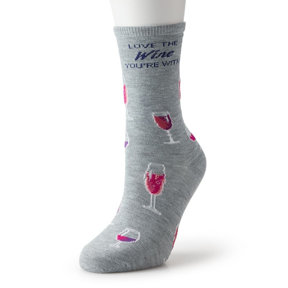 

Женские носки AM Coffee PM Wine, новинка, круглые носки, цвет Ltgrey Heather