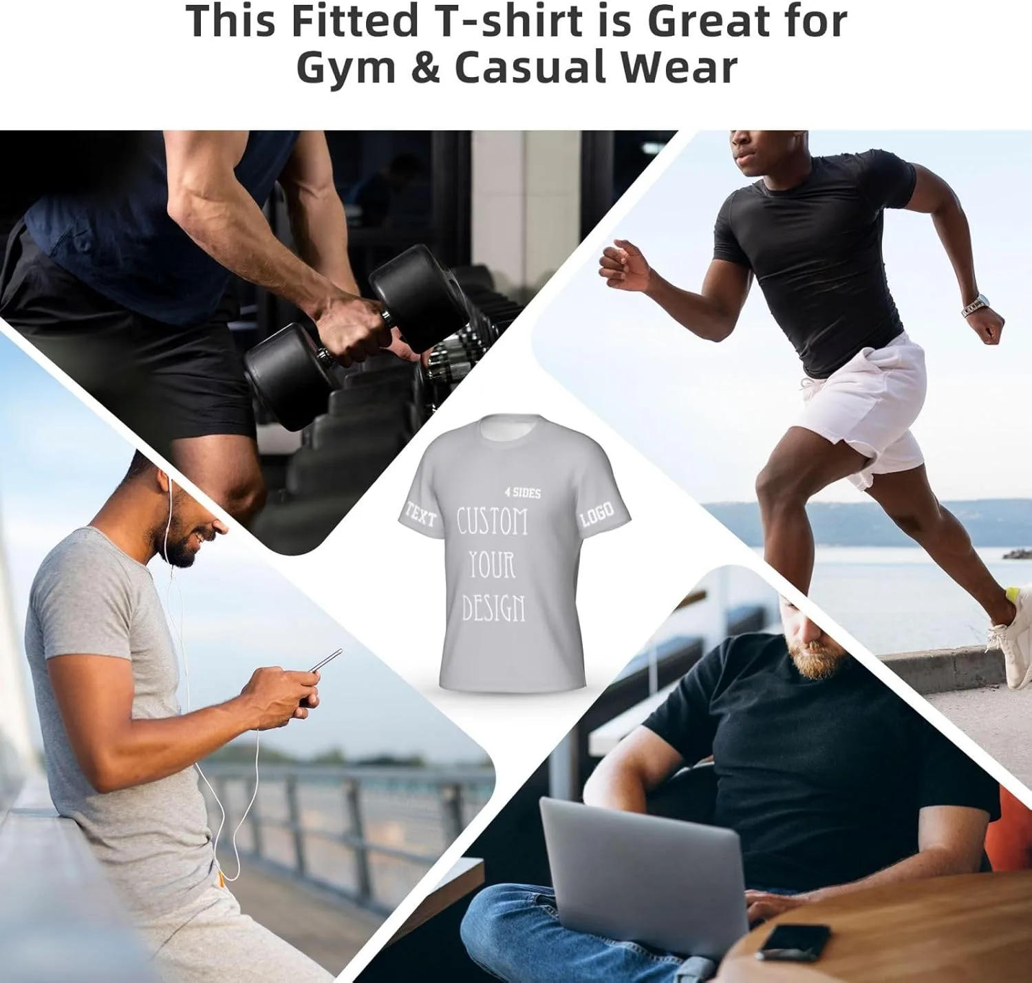 Футболка Custom T Shirts 4-Side Printable с логотипом — фото 3