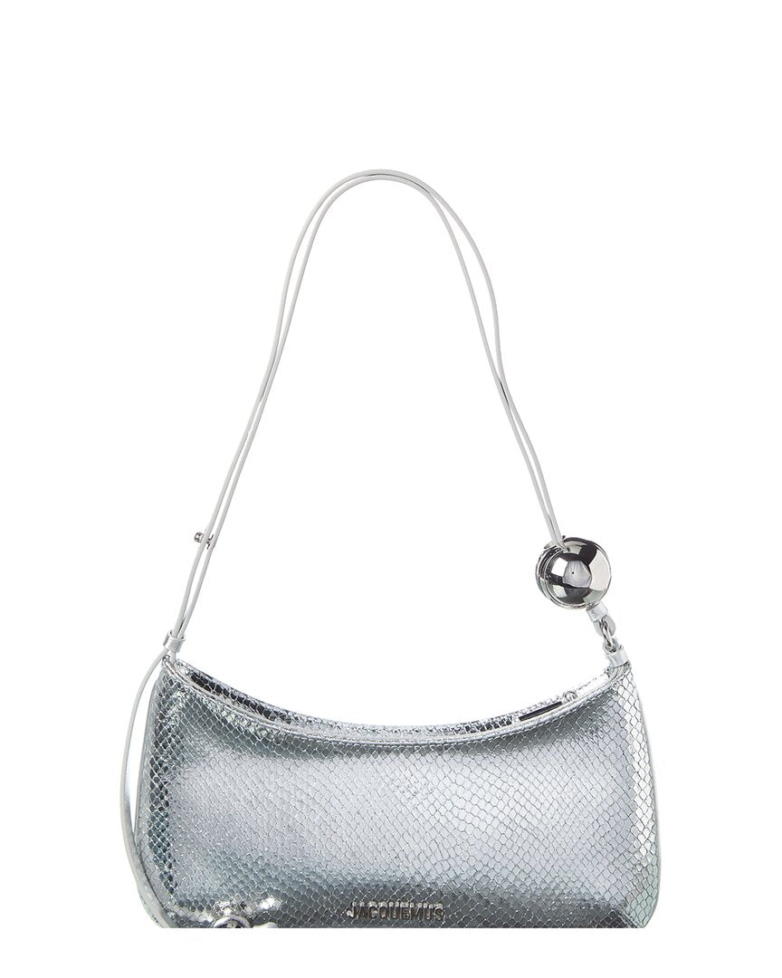 

Сумка-хобо Jacquemus Le Bisou Perle из кожи с тиснением под питона, серебряный