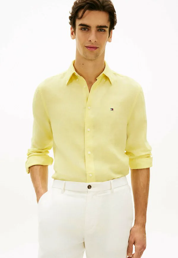 Рубашка прямого кроя из чистого выстиранного материала. Tommy Hilfiger, Citronella