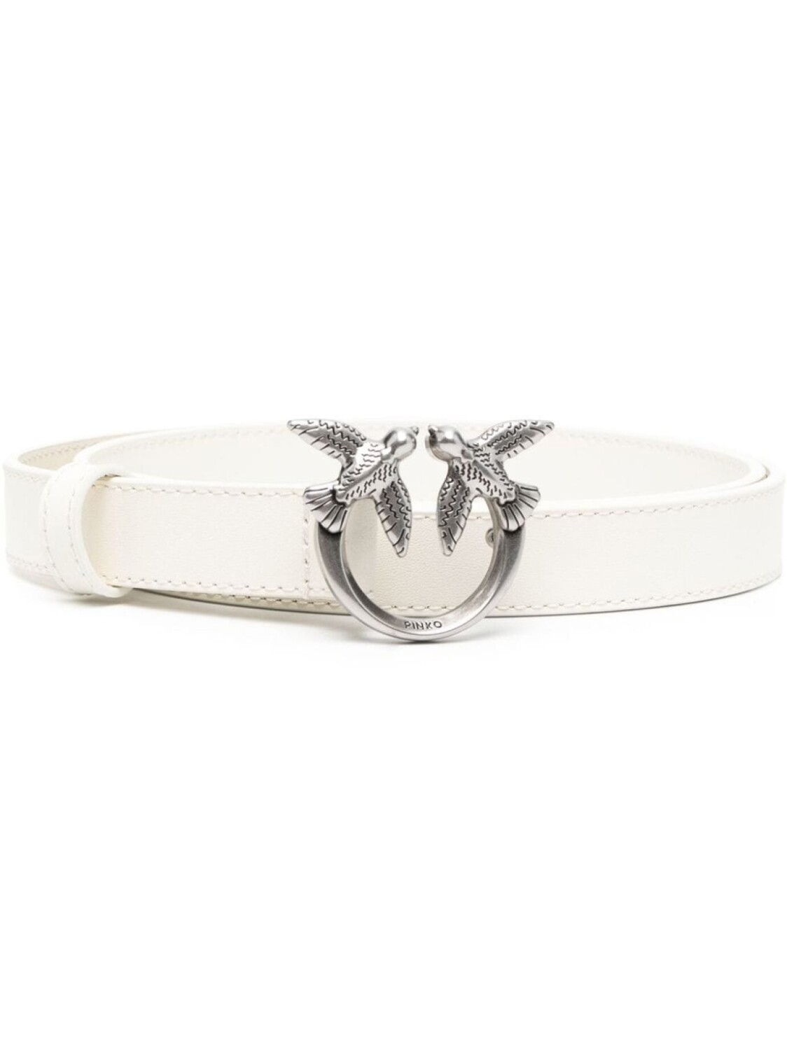 

PINKO Love Berry logo-plaque leather belt, белый