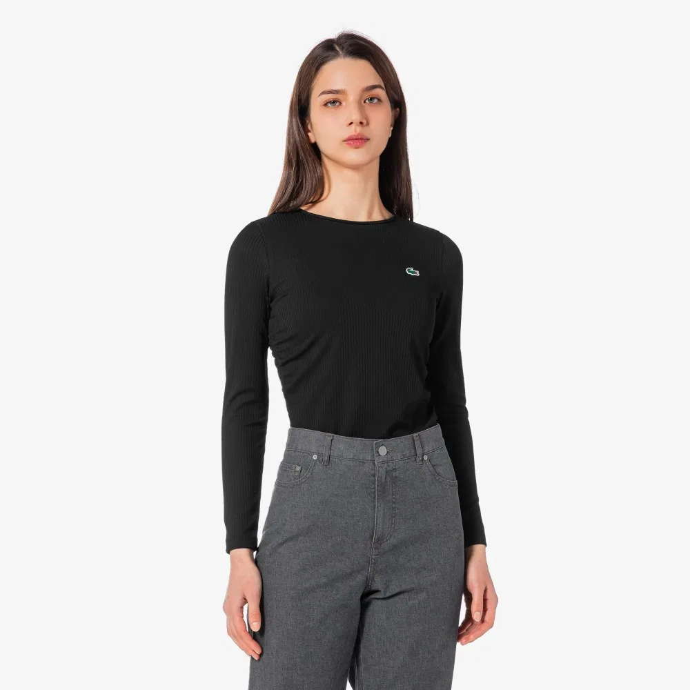 Футболка Lacoste с длинным рукавом и завязками, черная