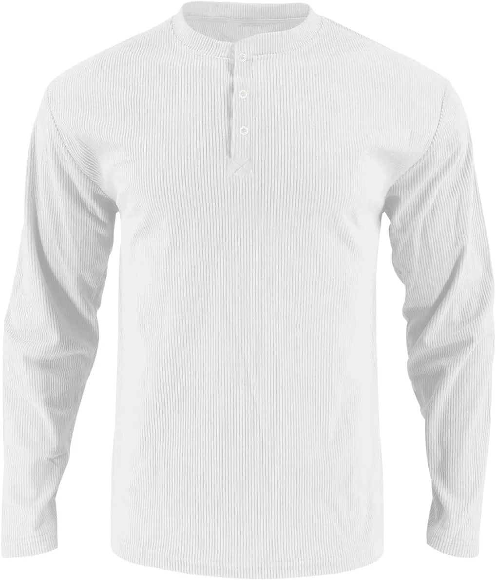 Мужская футболка с длинным рукавом и пуговицами Henley — фото 3