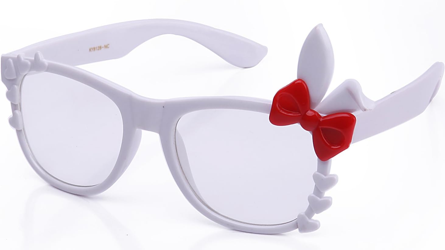 

Модные очки для вечеринок, очки с заячьими ушками, сердечками и бантиками на заказ, очки для дня рождения — солнцезащитные и очки с прозрачными линзами Kyra, White/Red