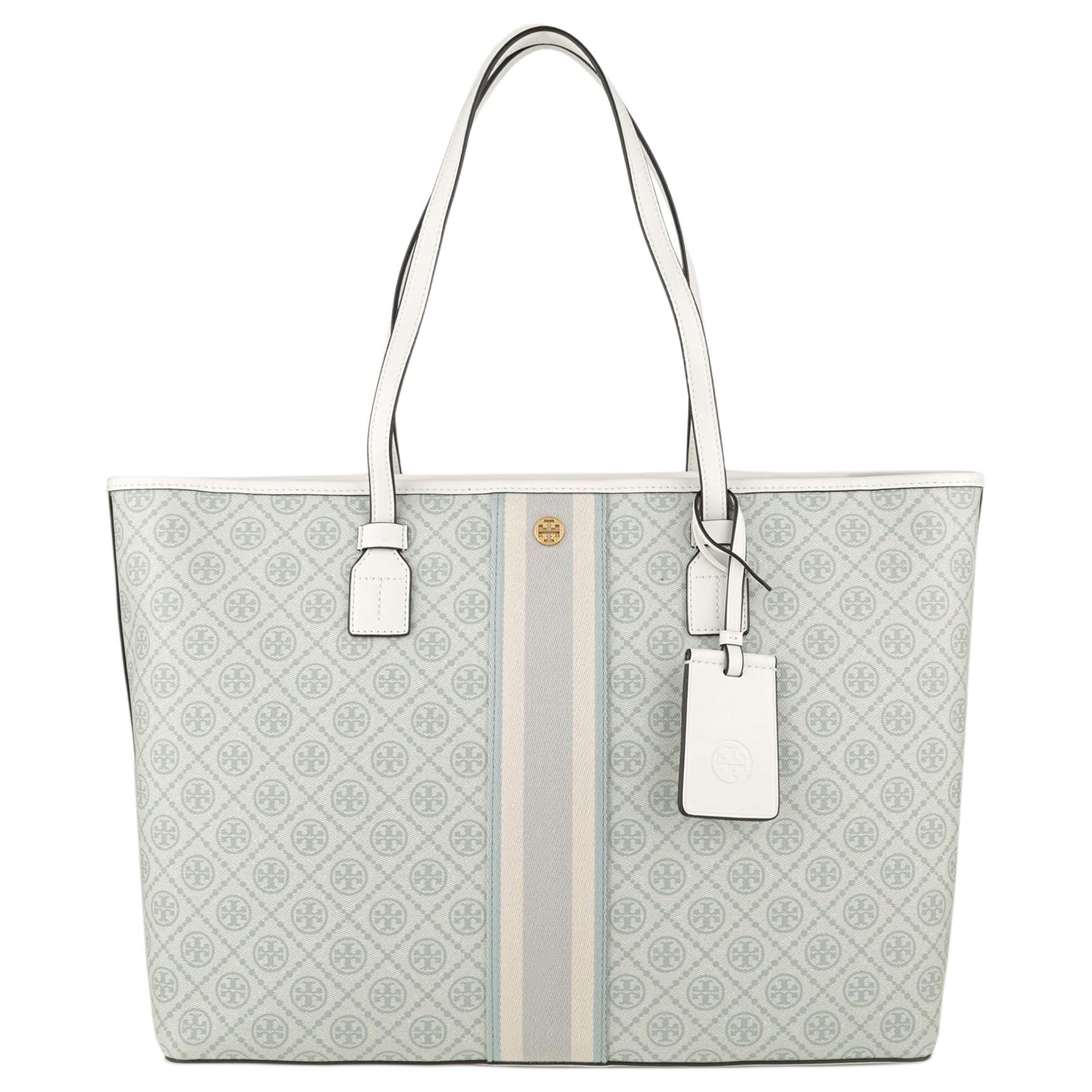 

T Monogram Coated Canvas Tote Bag, Shopping Bag, Shoulder Bag, Handbag Regular Women's White TORY BURCH