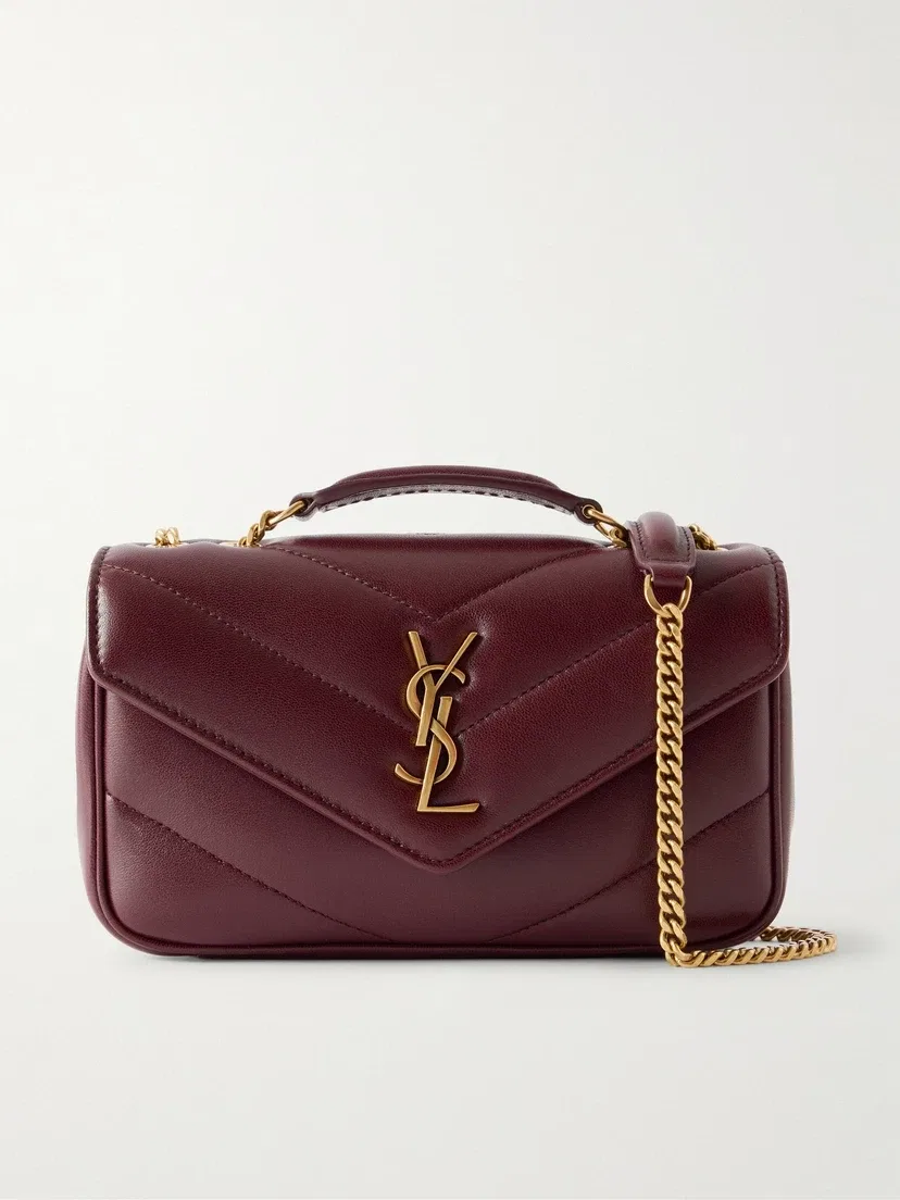Мини-сумка на плечо Loulou из кожи с узором мателассе SAINT LAURENT, бордовый