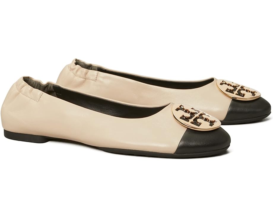 Туфли на плоской подошве Tory Burch Claire Cap Toe Ballet, цвет New Cream/Black/Gold