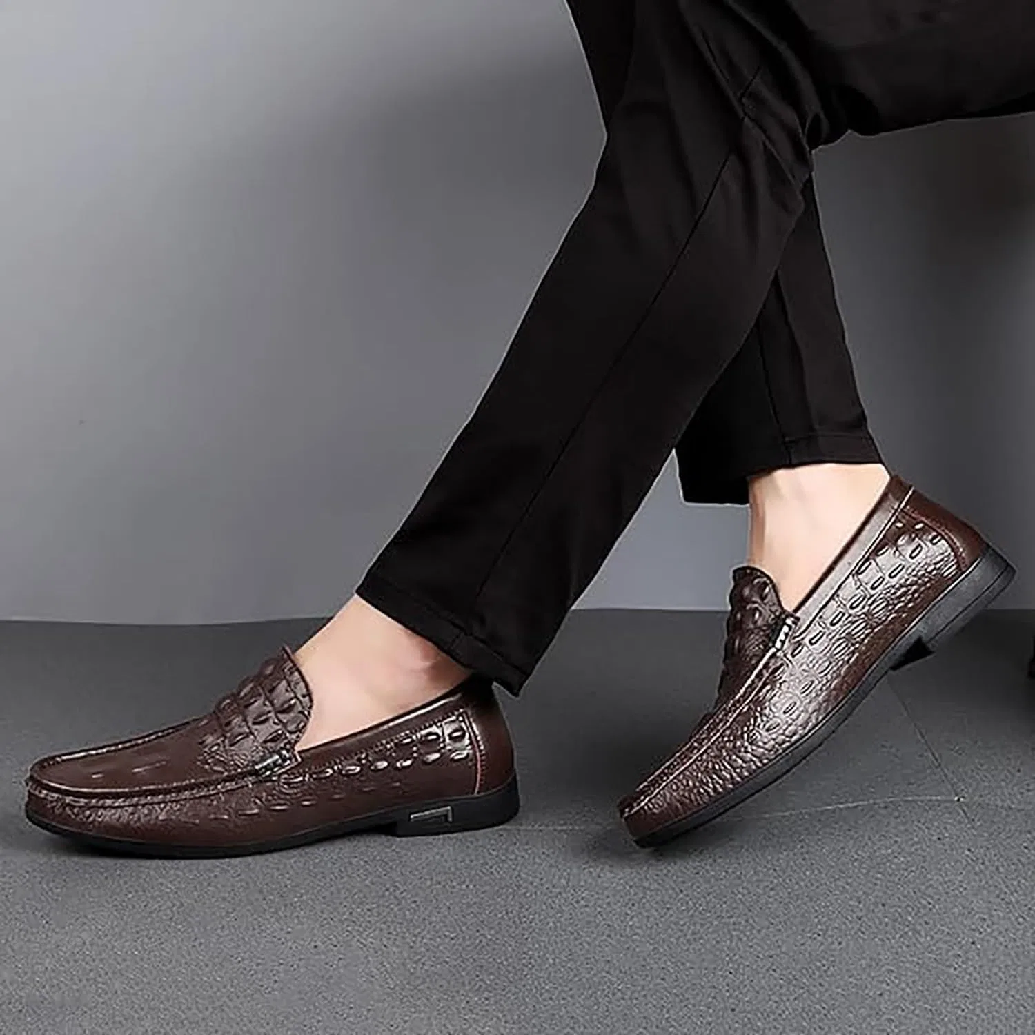 Лоферы кожаные Mens Genuine Leather Penny Loafers, коричневый DAO-UPPSE — фото 3