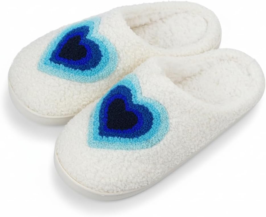 

Мультяшные тапочки для женщин и мужчин, милые, уютные, плюшевые, теплые тапочки на дома и улицу, «Встретимся в полночь», клубника, гриб, злые глаза, сердечки-любовь V Opxin, синий