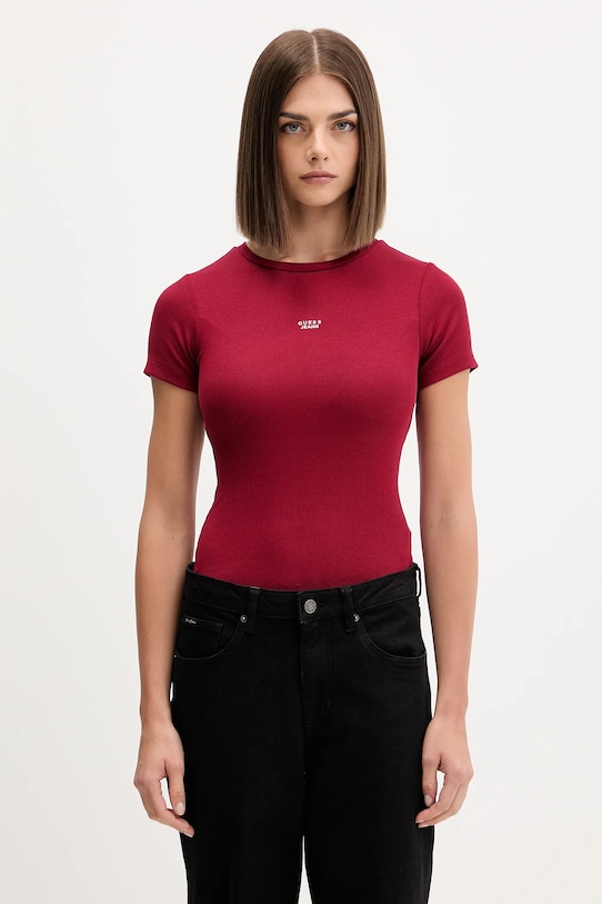 

Футболка Guess Jeans, бордовый, Красный, Футболка Guess Jeans, бордовый