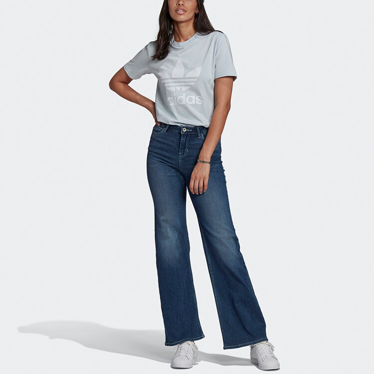 Футболка с трилистником женская светло-голубая Adidas Originals — фото 2