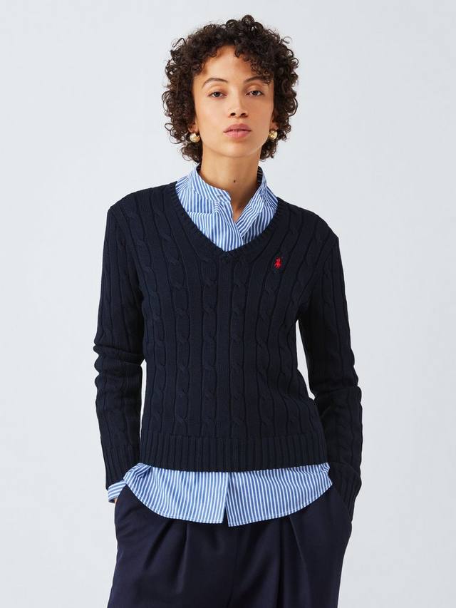 

Поло Kimberly из хлопка с косой вязкой Ralph Lauren, Hunter Navy