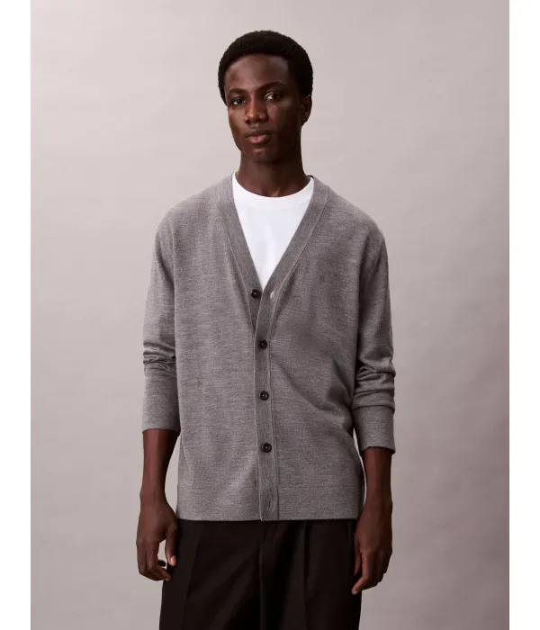 Шерстяной кардиган regular fit Calvin Klein, серый
