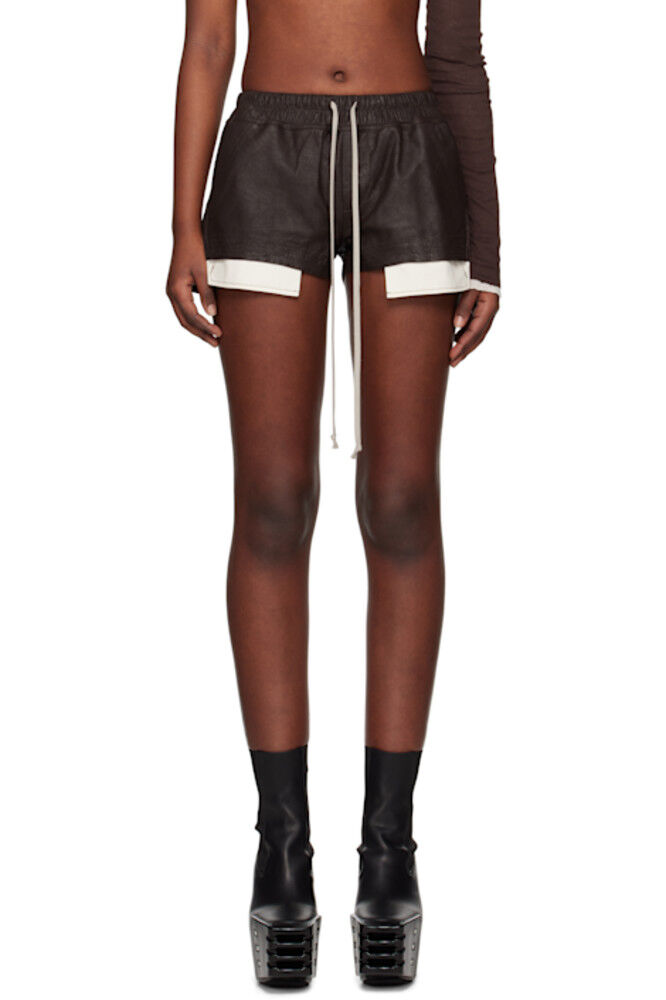 

Коричневые кожаные шорты Hollywood Fog Boxer Rick Owens