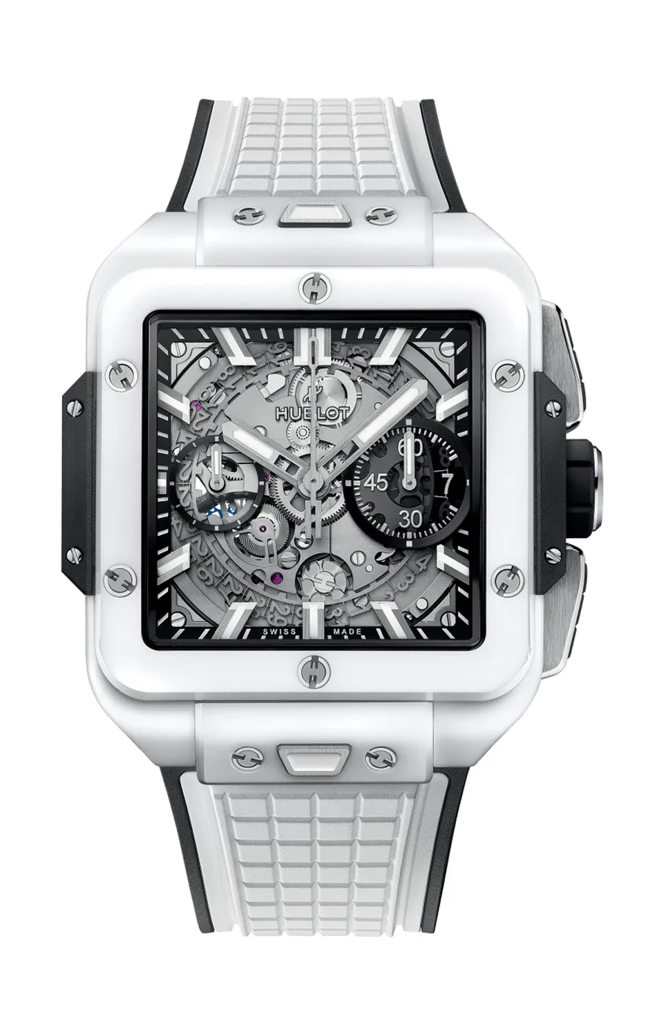 SQUARE BANG UNICO БЕЛАЯ КЕРАМИКА 42 ММ - 821.HX.0170.RX HUBLOT, золотой